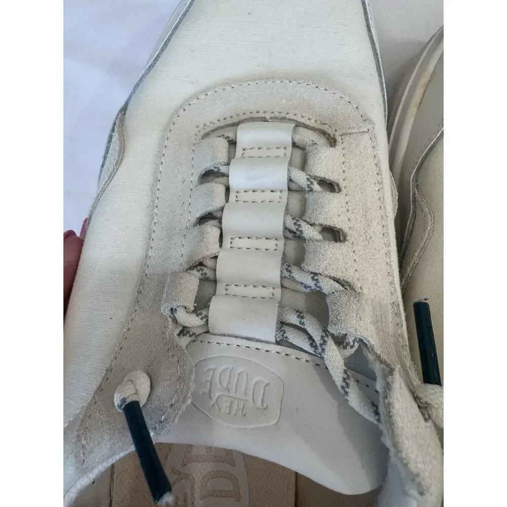 Hey Dude Womens Hudson Lift Platform Sneakers White Casual Shoes size 8